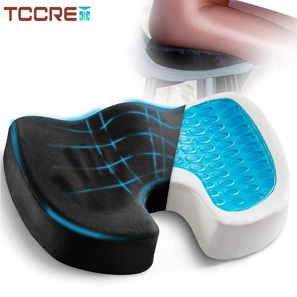 Ultimate Gel Memory Foam Coccyx Seat Cushion for Pain Relief - Breathable, Portable Support for Office, Car, and Travel