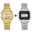 Gold Stainless Steel LED Men's Watch Modern Stylish Timepiece