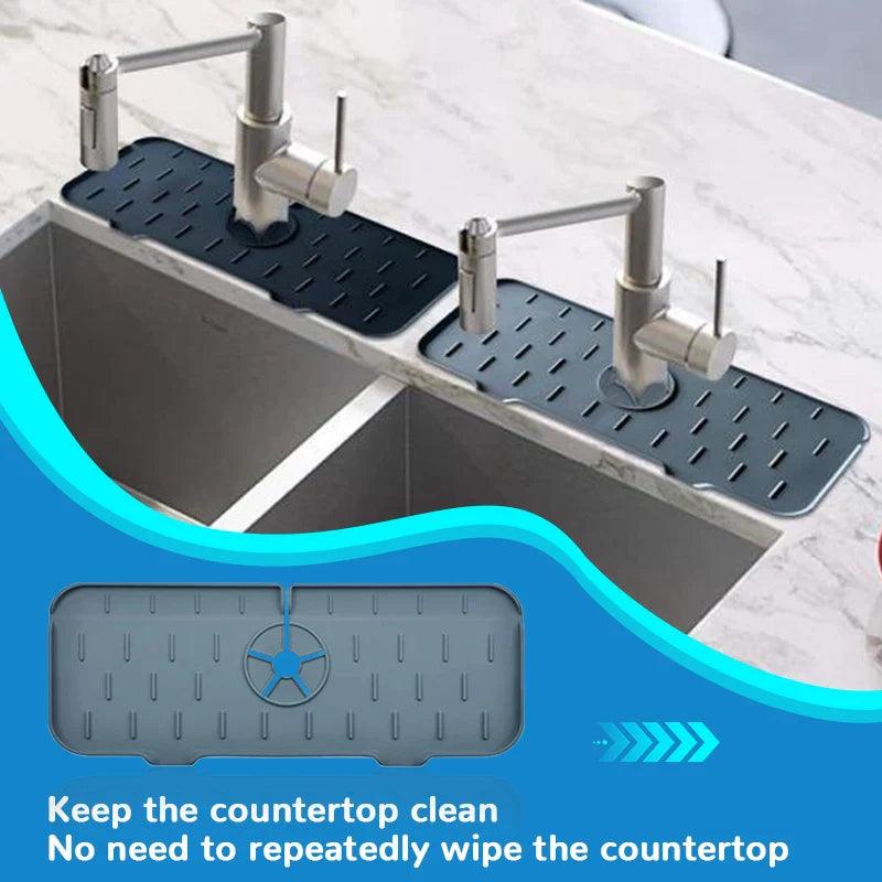 KitchenGuard™ Silicone Splash Guard & Absorbent Mat: Keep Countertops Dry & Protected  ourlum.com   