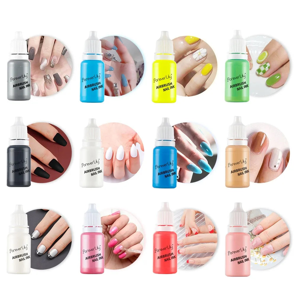 10ML Airbrush Nail Ink Nail Polish Paint Use For Airbrush Spray Gun Making Hollow Pattern Color Painting Stencil Nail Art Tools  ourlum.com   