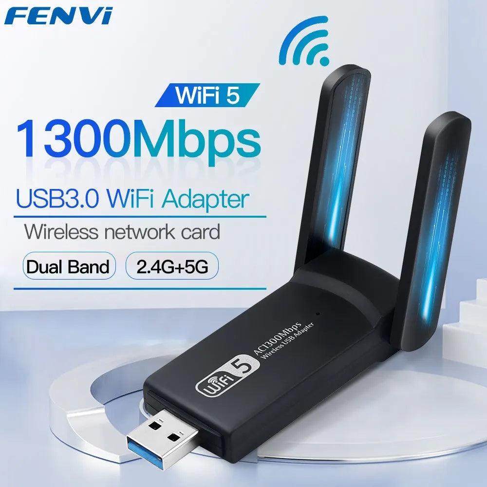 High-Speed Dual Band USB WiFi Adapter for PC with 1300Mbps Transmission Rate  ourlum.com Default Title  