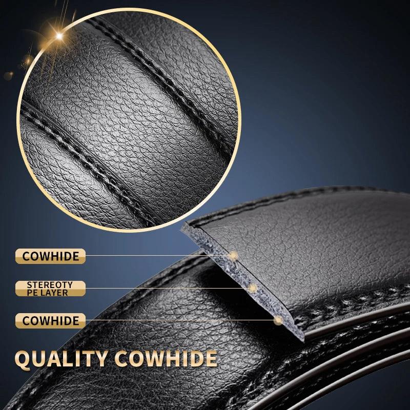 Luxury Leather Belt with Metal Automatic Buckle for Men - Premium Quality Men's Belt Strap  ourlum.com   