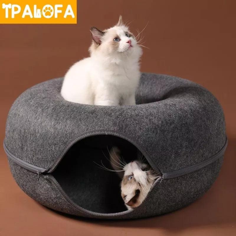 Cat Playground: Interactive Felt Tunnel Bed & Toys for Active Cats  ourlum.com   