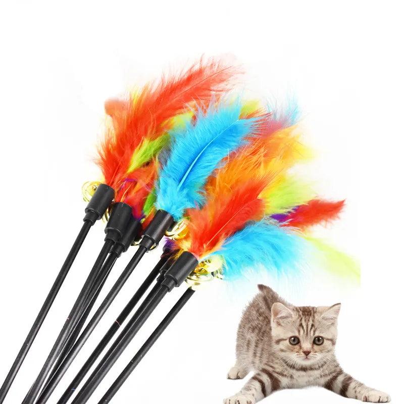 Funny Kitten Cat Teaser Interactive Feather Toy Rod for Pet Cats  ourlum.com   