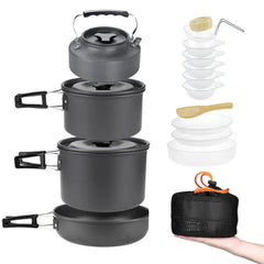 Lightweight Portable Camping Cookware Set for 1-5 People with Carrying Bag - Perfect for Outdoor Adventures