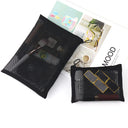 Large Capacity Portable Outdoor Travel Makeup Bag Black Transparent Mesh Storage