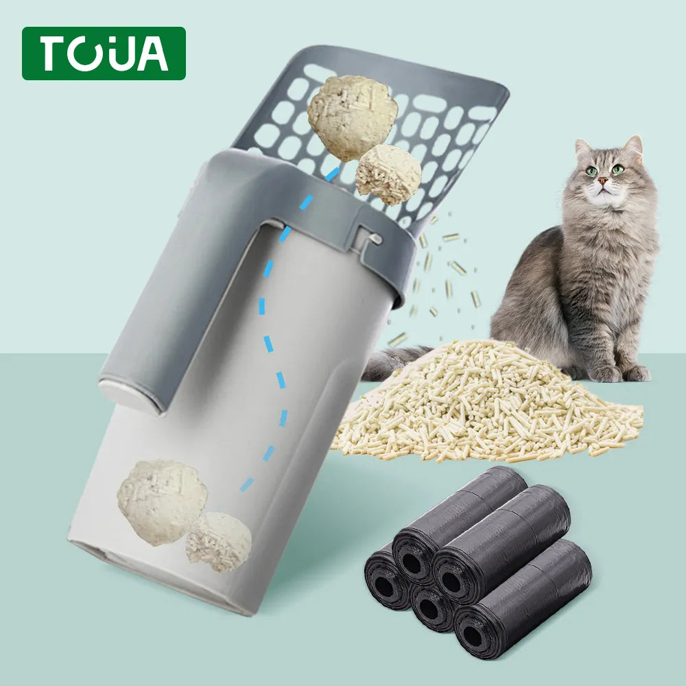 Cat Litter Scoop with Refill Bag - Self Cleaning & Easy Filter - Cat Supplies  ourlum.com   