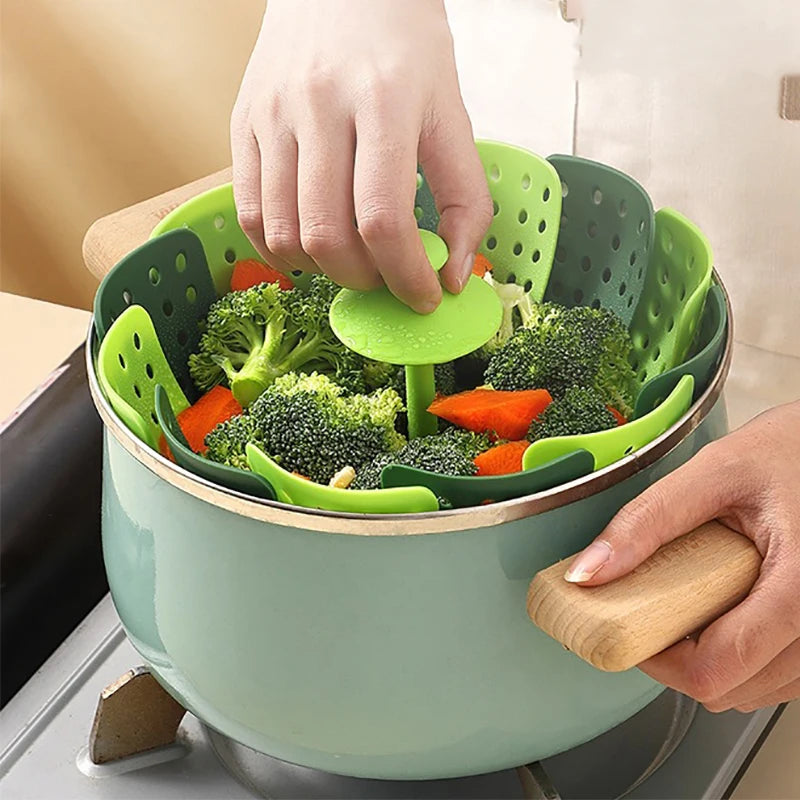 Foldable Silicone Steamer Basket for Healthy Cooking and Vegetable Steaming