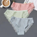 Elegant Lace Trim Cotton Panties Set Stylish Low-Rise Pack