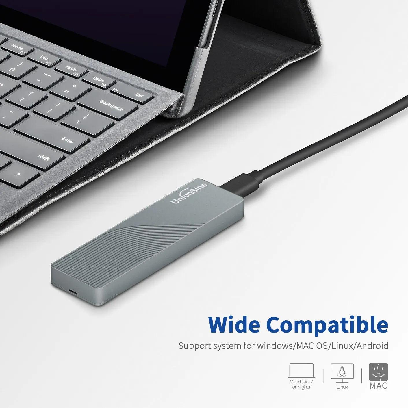 UnionSine Dual Protocol SSD Case: High-Speed Data Transfer & Durable Aluminum Construction  ourlum.com   