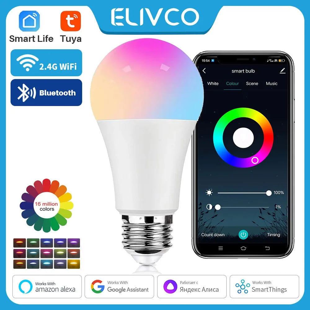 Smart LED Light Bulb: Colorful, Dimmable, App Control, Voice Support  ourlum.com   