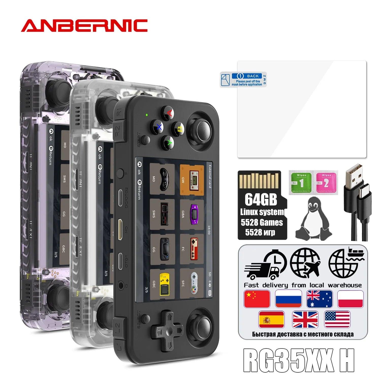 ANBERNIC RG35XX H Hand-held Consoles For Playing Video Games 3.5-inch IPS 640*480 Screen Retro Game Player 3300 mAh Battery  ourlum.com   