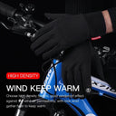 Autumn Winter Outdoor Cycling Gloves Touch Screen Nonslip Black