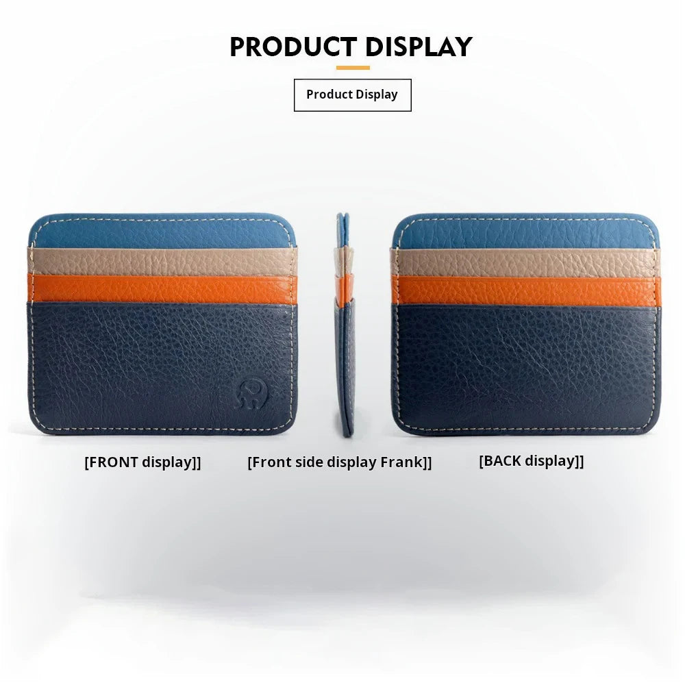 Retro First Layer Genuine Leather Card Bag with Slot Super Thin 100% Real Leather Bank Card Holder Coin Purse Sort Wallet