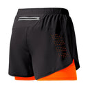 Men's Quick-Dry Double Layer Running Shorts Black Fitness