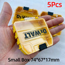 Stackable DEWALT Drill Parts Storage Box for Tool Organization