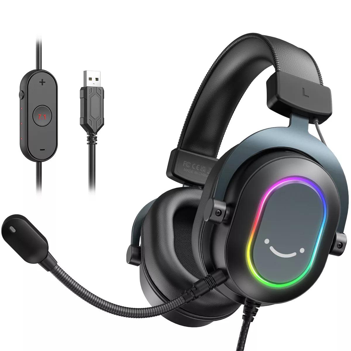 Fifine RGB Gaming Headset with 7.1 Surround Sound and Mic - Enhanced Gaming Experience  ourlum.com black CHINA 
