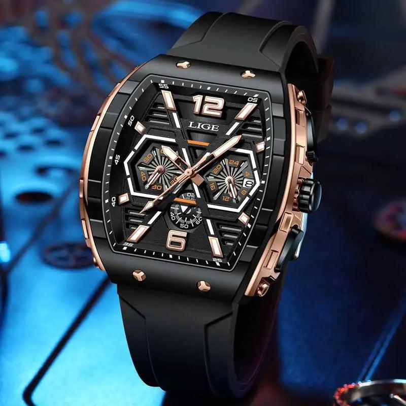 LIGE Men's Luxury Waterproof Quartz Watch with Luminous Hands and Multifunctional Features  OurLum.com   