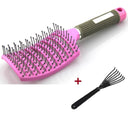 Hair Scalp Massage Comb Bristle Nylon Hairbrush Wet Curly Detangle  Anti-Static Hair Brush Professional Salon Hairdressing Style  ourlum.com B Pink and Brush  