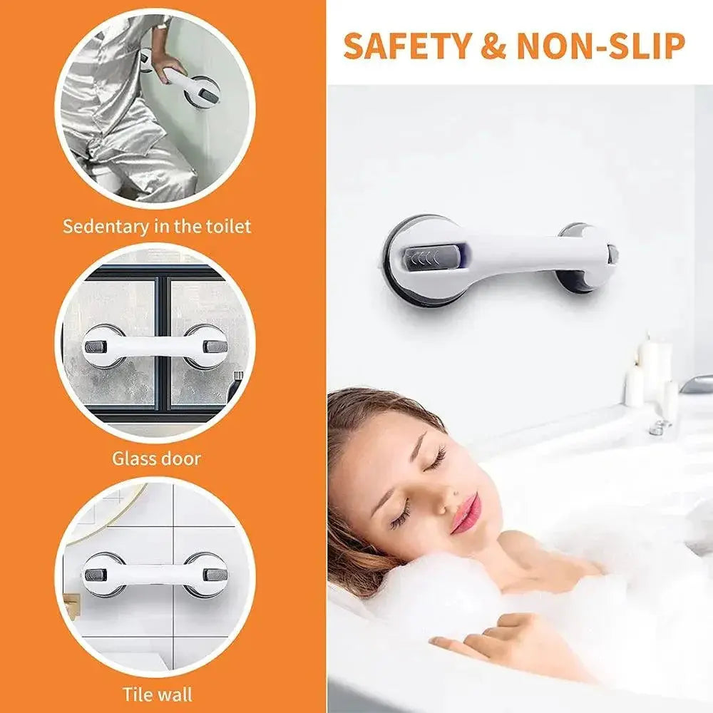Safety Shower Handle Grab Bars: Easy Install Dual Locking Suction: Bathroom Security ourlum.com