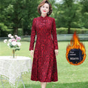 Middle-Aged Jacquard Dress Stylish Autumn Essential Attire