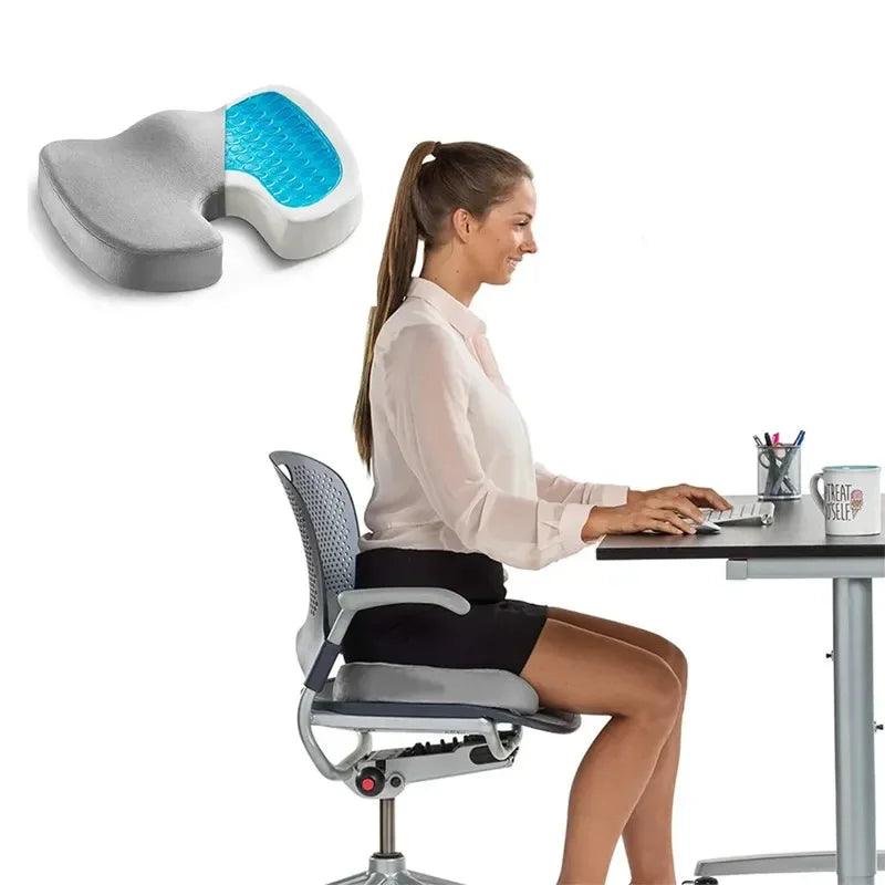 Orthopedic Memory Foam Coccyx Gel Seat Cushion for Tailbone Pain Relief - Non-Slip Design for Office and Car Use