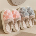 Cozy Plaid Cotton Slippers for Men & Women Warm Stylish