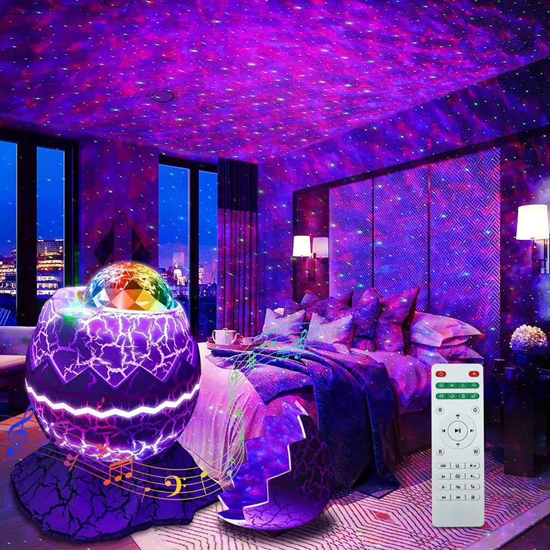Dino Egg Shell Galaxy Projector Bluetooth Night Light Nebula Lamp Music Speaker Kids Room Decor  ourlum.com   