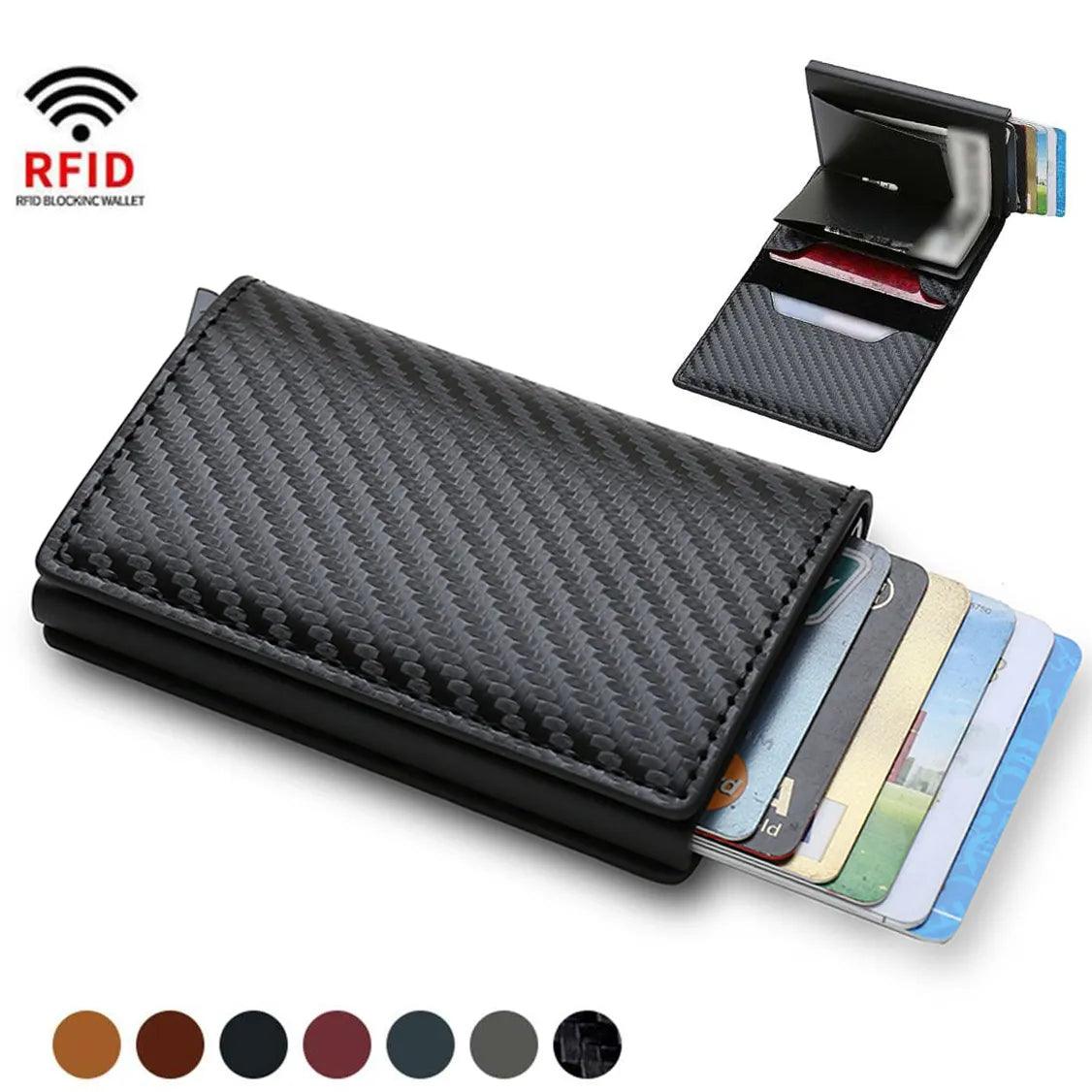 Carbon Fiber RFID-Blocking Men's Wallet: Stylish Aluminum Card Holder  ourlum.com   