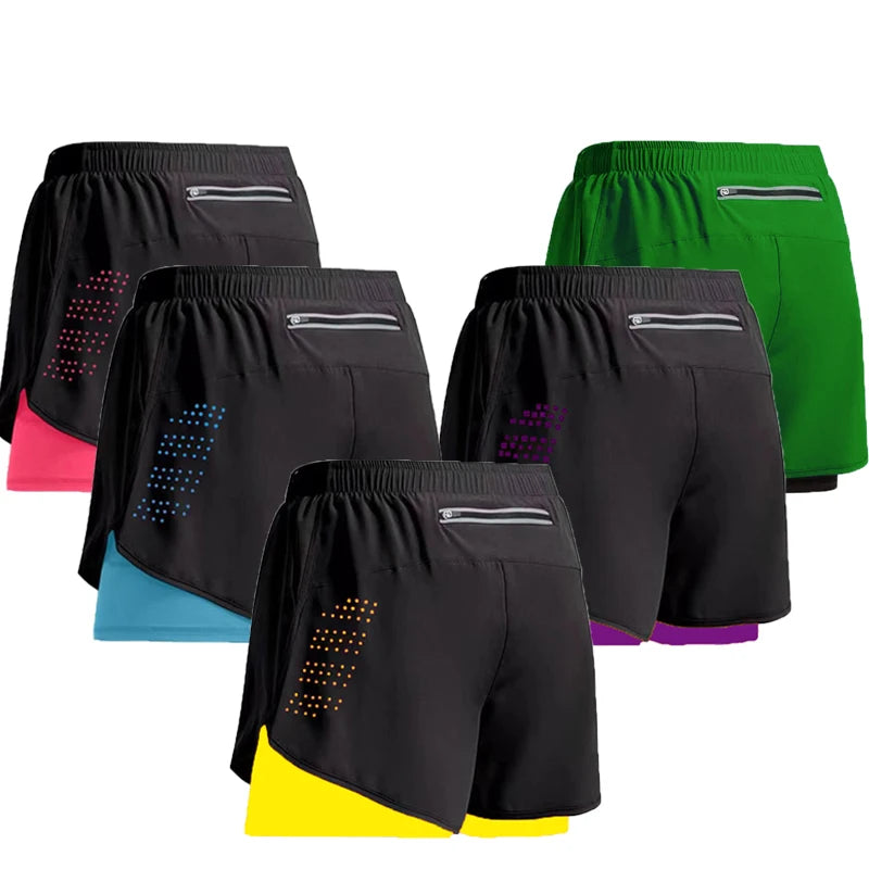 Men's 2-in-1 Quick Dry Running Shorts for Gym and Fitness Training - Summer Workout Shorts