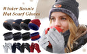 2022 Winter Men Women Thick Beanie Hat Set Wool Neck Scarf