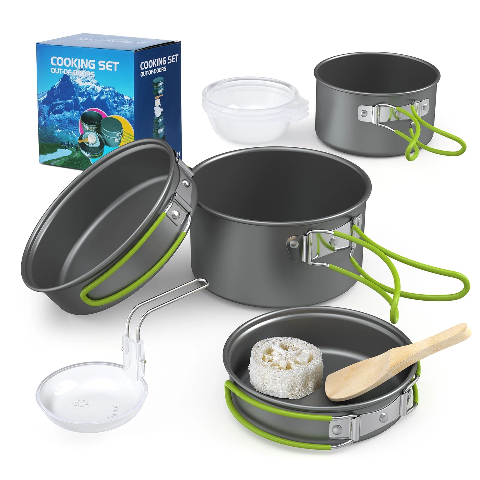 Portable Aluminum Camping Cookware Set for Hiking, BBQ, and Picnic - Complete Outdoor Cooking Kit