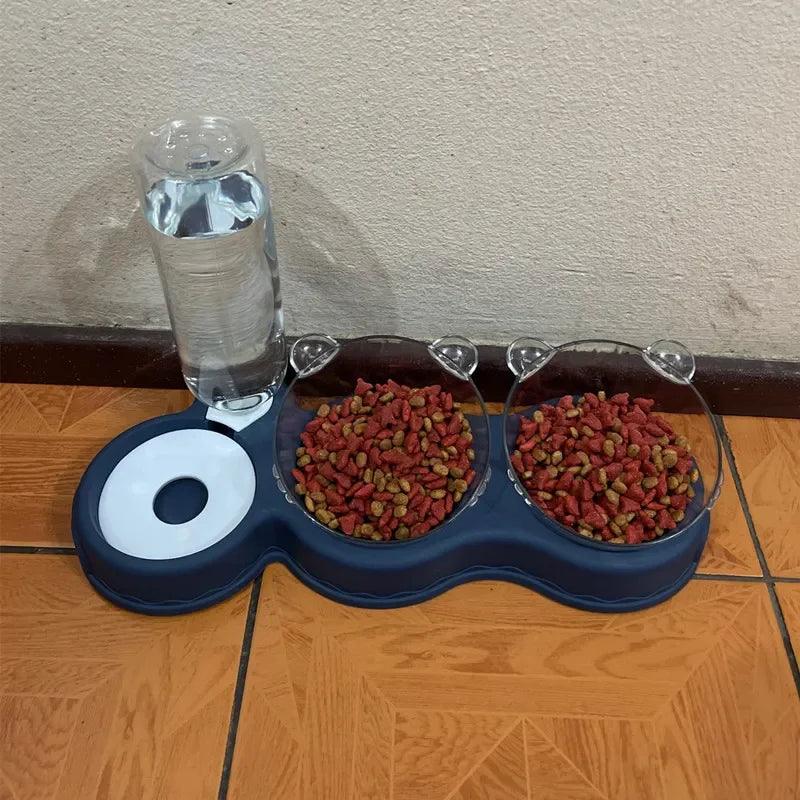 Automatic Pet Feeder with Water Fountain for Cats - 3-in-1 Raised Double Bowl  ourlum.com   