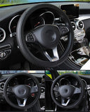 Black Automobile Steering Wheel Cover Dynamic Fiber Leather