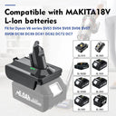 18V Lithium Battery Adapter for Dyson V6 V7 V8 Vacuum Compatible