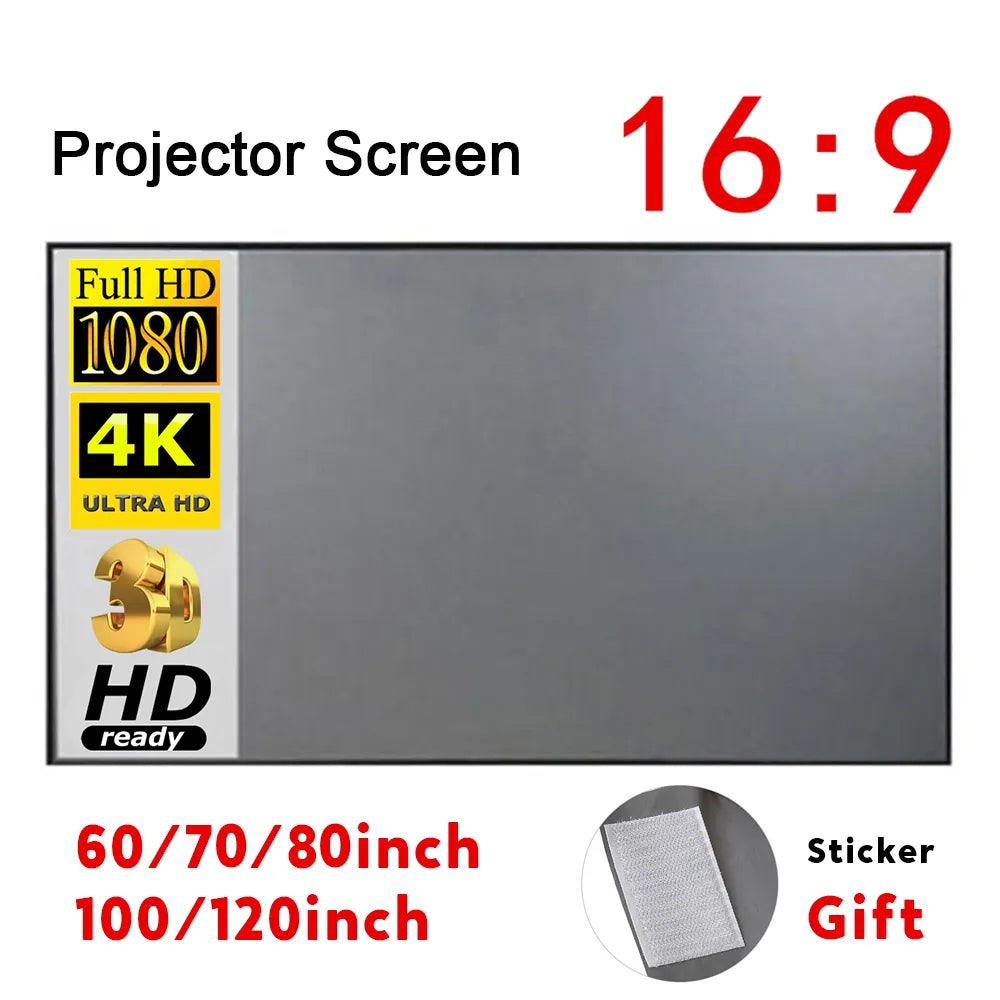 Portable Grey Projection Screen with Frameless Design for Home Office Outdoor Viewing  ourlum.com 70 inch  