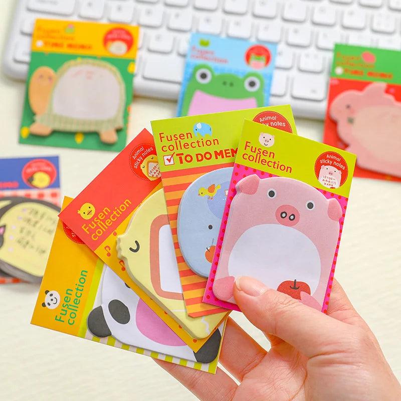 8 Piece Sticker Cute Animal Sticky Notes Notepad Memo Pads Panda Cat Kitty Stationery