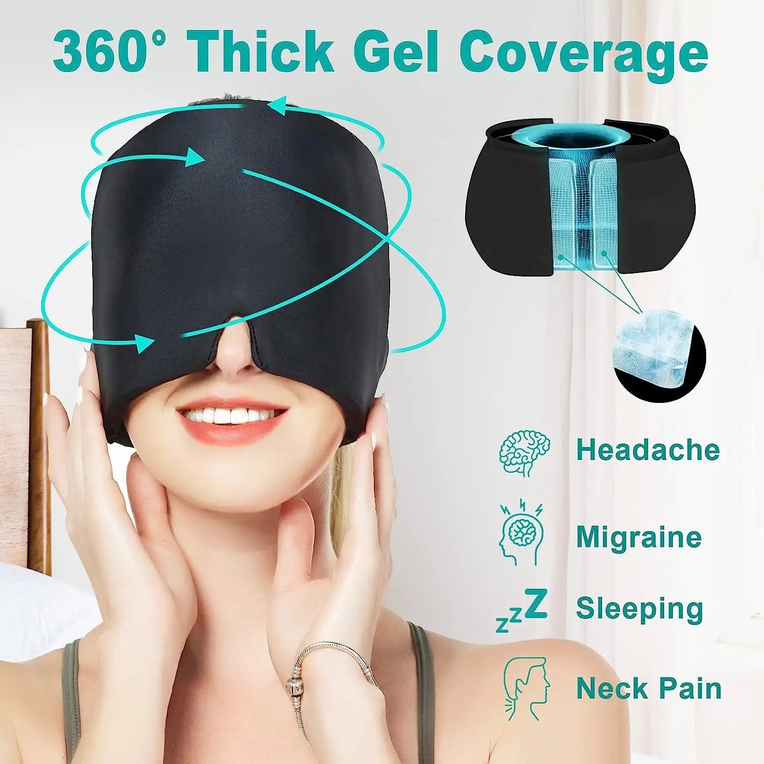 Headache Relief Ice Cap: Migraine & Stress Hot Cold Gel Hat for Pain