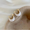 White Oil Droplet Heart Earrings Korean Chic Jewelry