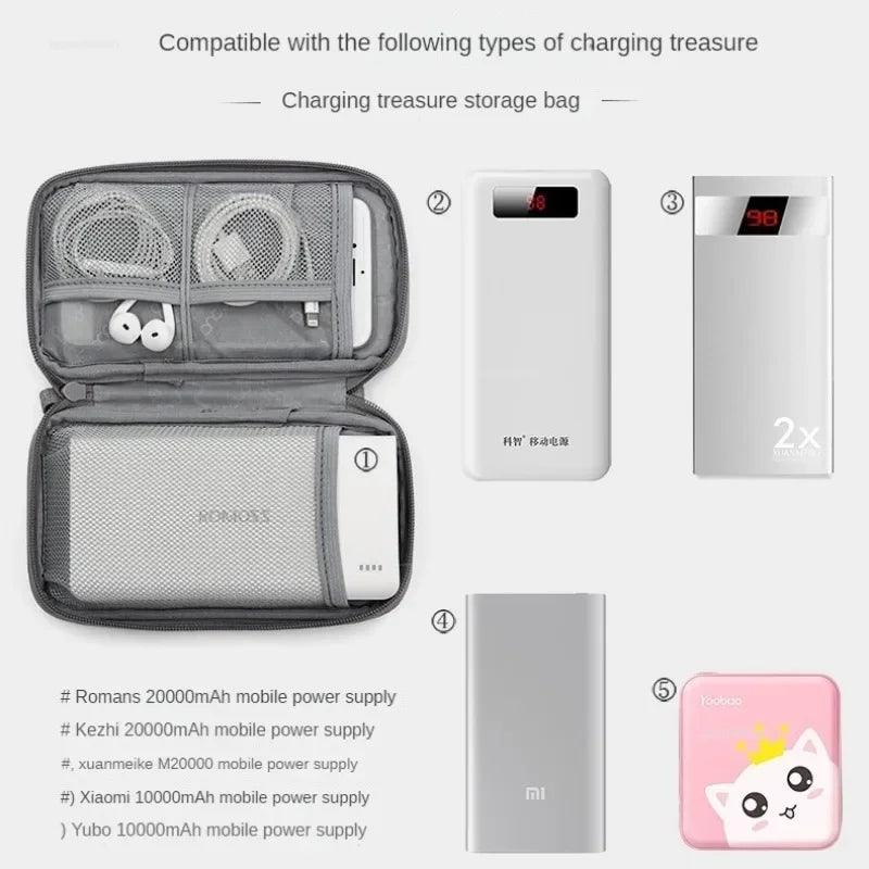 Portable Storage Bag for Power Bank Case Charger Digital Cable Case Earphone Oxford Cloth Earphone Phone Holder for Travel Bag  ourlum.com   