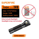 SUPERFIRE TH04 LED Headlamp: Rechargeable Headlight with Magnet Tail  ourlum.com TH04 Only Flashlight without battery 