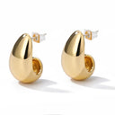 Vintage Gold Teardrop Earrings - Stainless Steel Statement Drops