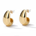 Chunky Vintage Gold Teardrop Earrings Elegant Steel Jewelry