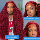 200 Density 13x4 Burgundy Lace Front Wig Deep Curly 30/32