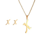 Fashion Stainless Steel Alphabet Initial Necklace Set For Women