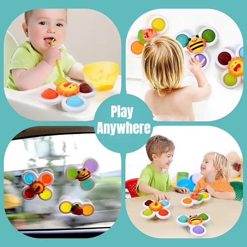 Baby Spinning Top Toy: Colorful Rattle Suction Cup Teether for Bath & Play  ourlum.com   