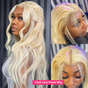 613 Honey Blonde Body Wave Lace Front Human Hair Wig 34 Inch