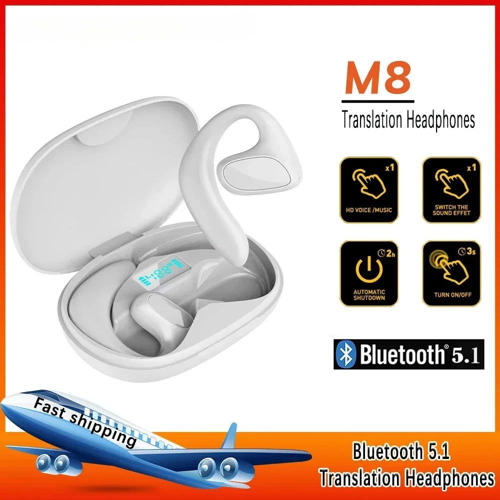 Wireless Translator Earbuds BT Headphones with Microphones Charging Case 4 Modes Support Real-time Translation in 144 Languages