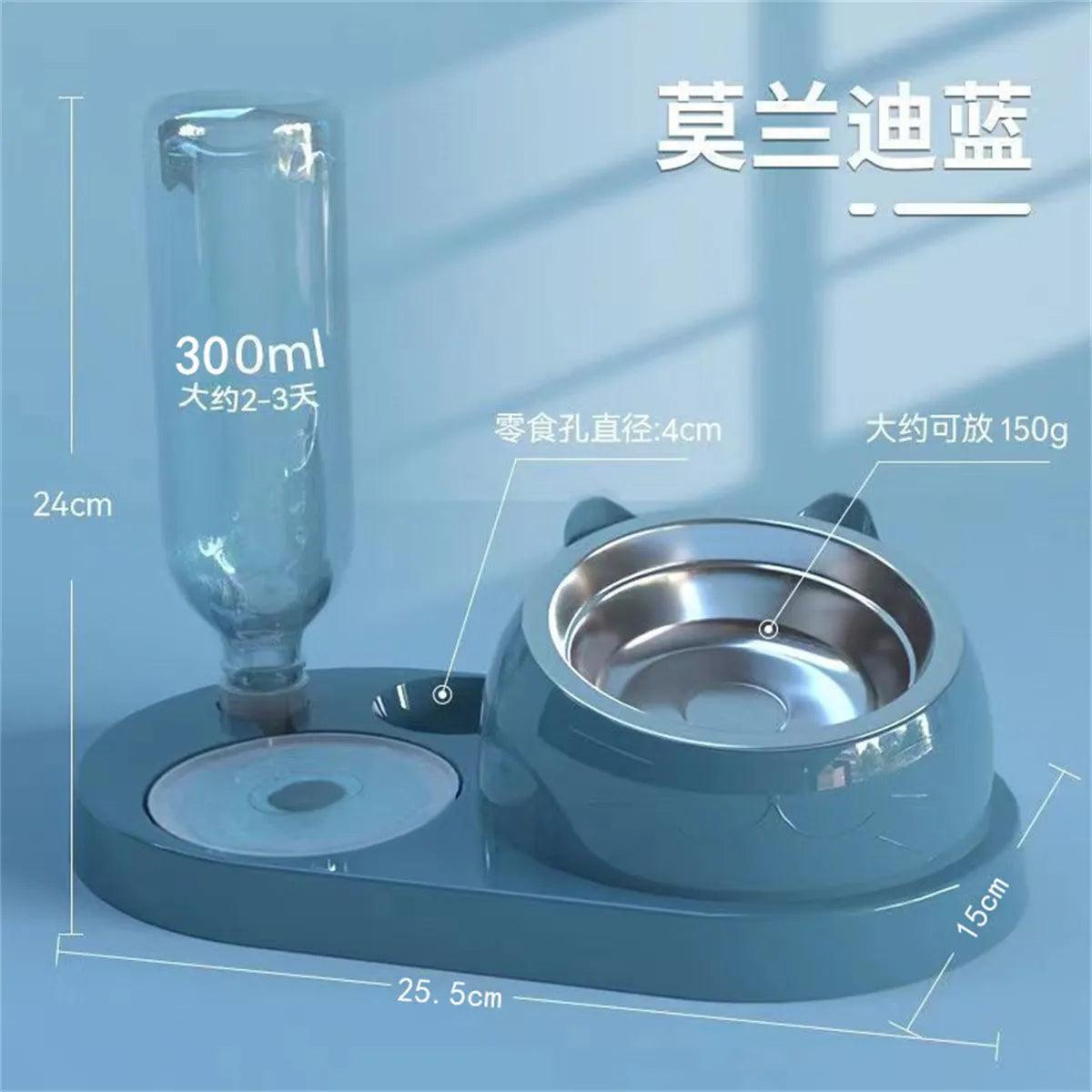 Pet Bowl Automatic Feeder Water Dispenser Double Dish Raised Stand  ourlum.com   