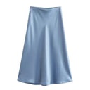 Solid Satin A-Line Midi Skirt Stylish Summer Fashion Statement